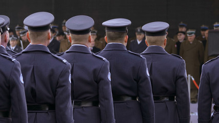 polish soldiers at the awards ceremony, the commander addresses the soldiers with a festive speech