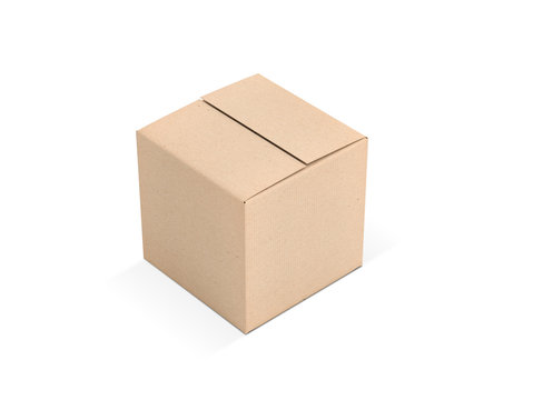 Brown Cardboard box mockup isolated on white