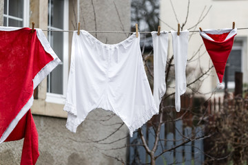 To dry hanging Santa Claus costume