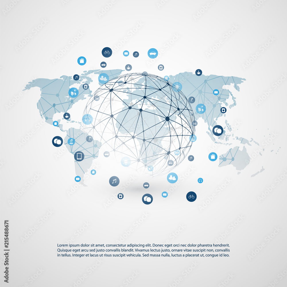 Poster internet of things, cloud computing design concept with icons - digital network connections, technol