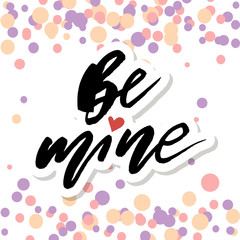 Be mine Sticker Vector Lettering Calligraphy Design Text Heart