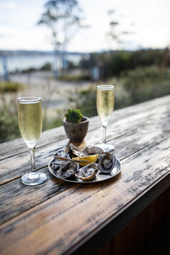 Oysters And Champagne In Bruny Island, Tasmania, Australia