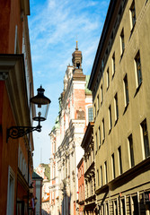 magnificent ancient architecture in the style of the Renaissance. Colorful and so different buildings of the ancient city of Poznan.