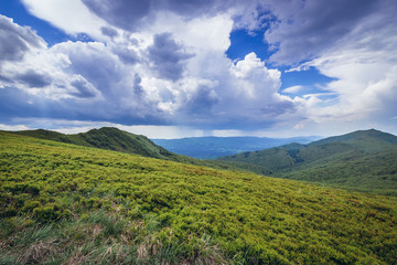 Obraz premium View from Wetlina hiking trail in Bieszczady National Park in Poland