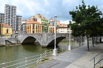 Naklejka premium colorful houses of bilbao old town, Spain