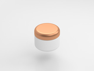 White Plastic Jar Mockup for cosmetic with golden cap, cream package