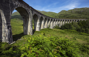 Fototapeta na wymiar Glenfinnan historic rail viaduct in Scottish Highlands, Uniited Kingdom.