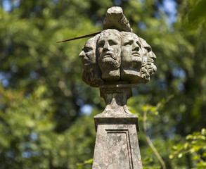 The Well of the Seven Heads ( detail ) , Invergarry , Loch Oich , Great Glen , Scotland , United...