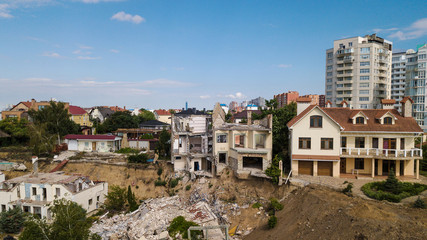 Fototapeta na wymiar The destroyed luxury house after the earthquake