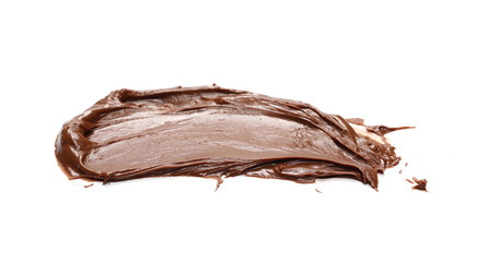 Cream chocolate spreading isolated on white background, with clipping path