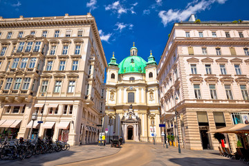 Fototapeta na wymiar Vienna street and Saint Peter church view