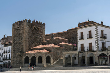 Fototapeta premium Main square of the city, to the right monument called 