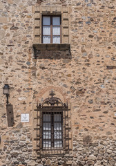 Fototapeta na wymiar Typical window of the old town of Caceres, Spain