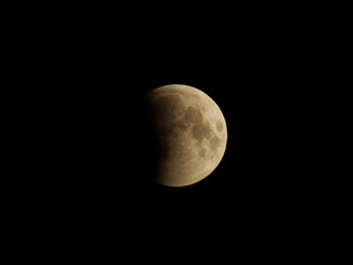 Omsk, Russia - July 28, 2018: The moment of a total lunar eclipse