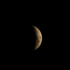Omsk, Russia - July 28, 2018: The moment of a total lunar eclipse