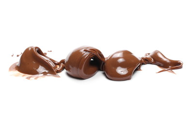 Cream chocolate spreading isolated on white background, with clipping path