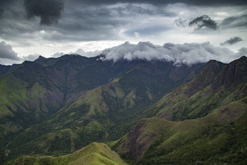 Fototapeta premium Top station landscape with clouds, sky - Wonderful Mountain Range Landscape - UNESCO Heritage Site