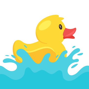 yellow rubber duck splashing water