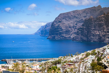 Naklejka premium Cityscape view of Los Gigantes cliffs. Tenerife, Canary Islands, Spain