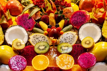 Türaufkleber Exotische tropische Früchte auf dem Markt © Victoria Schaad