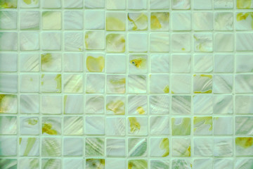 Mother of pearl tiles. Closeup photo of Mother of pearl mosaic tiles.