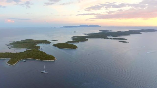Sunset View over the Islands of Hvar in Croatia