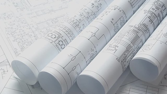 Electronics and Engineering. Printed drawings of electrical circuits. Science, technology and electronics.