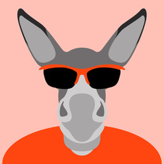 donkey in glasses face head vector illustration flat style