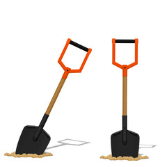 The shovel stab into the ground