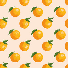 Vector summer pattern with oranges. Seamless texture design.