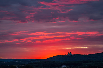 Fototapeta  colorful sunset over camaldolese monastery in krakow obraz