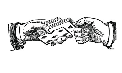 Vintage Hands and Playing Cards Illustration