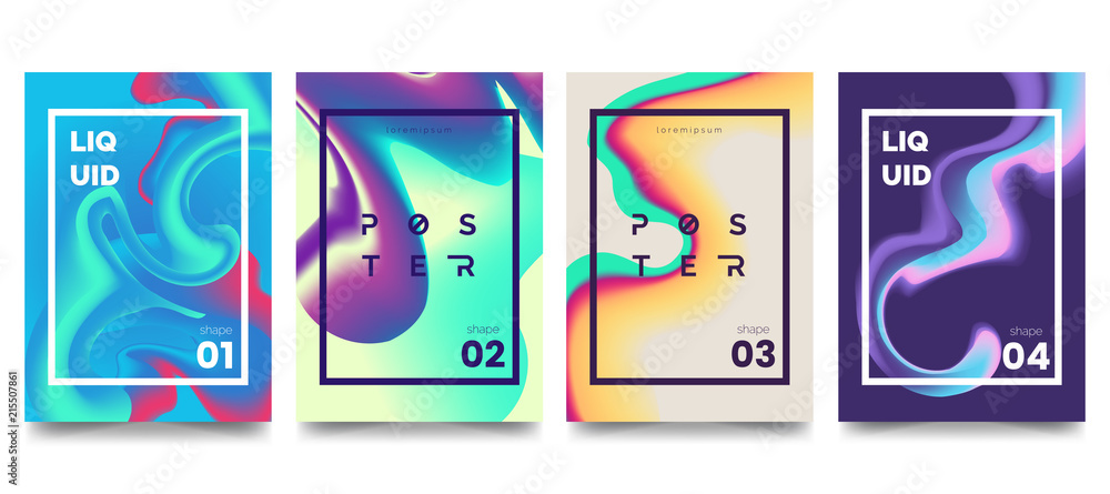 Poster modern marble ink poster collection. abstract liquid shape. trendy brochure template . color gradien