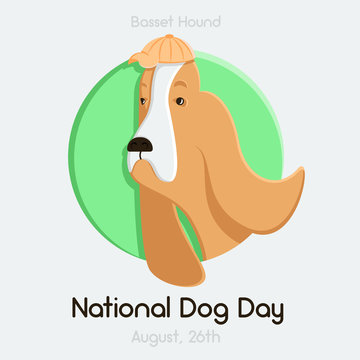 The dog is in a circle. The illustration can be used as a logo for a website, for a store, for illustration in a book. A vivid image of a dog in a green circle.