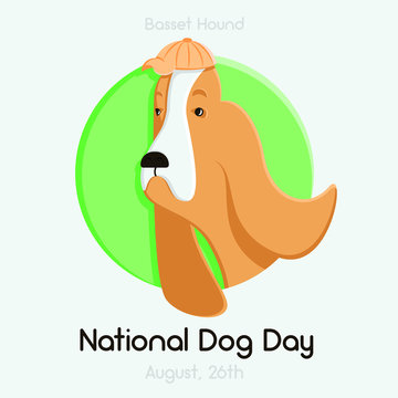 The dog is in a circle. The illustration can be used as a logo for a website, for a store, for illustration in a book. A vivid image of a dog in a green circle.