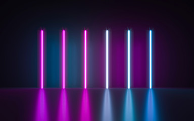 Neon lights background. 3d illustration