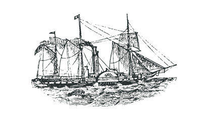 Vintage Sailboat Illustration 