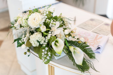 Wedding bouquet in the registry office