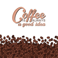 Vector typographical background with coffee beans