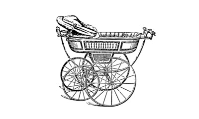 Obraz na płótnie Canvas Victorian Pram Baby Stroller