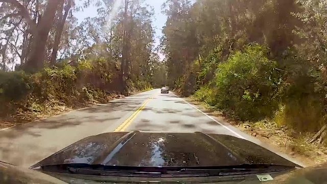 driving in the mountains and through a forrest Yosemite park USA