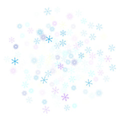 Falling down snow confetti, snowflake vector border. Festive winter, Christmas, New Year sale background. Cold weather, winter storm, scatter texture. Hipster snowfall falling snowflakes cool confetti