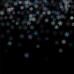 Falling down snow confetti, snowflake vector border. Festive winter, Christmas, New Year sale background. Cold weather, winter storm, scatter texture. Hipster snowfall falling snowflakes cool confetti