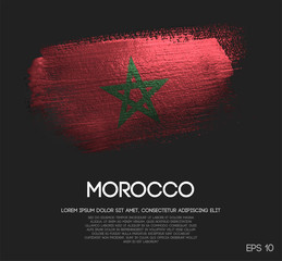 Morocco Flag Made of Glitter Sparkle Brush Paint Vector © natanaelginting
