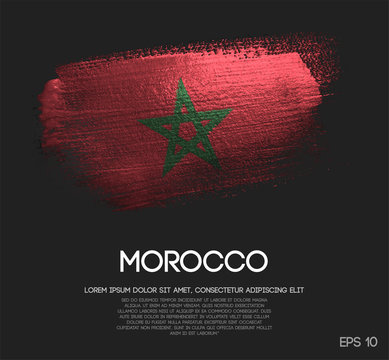 Morocco Flag Made of Glitter Sparkle Brush Paint Vector