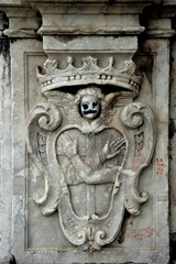 Fragment of sculpture in the park of the ancient city of Cadiz.