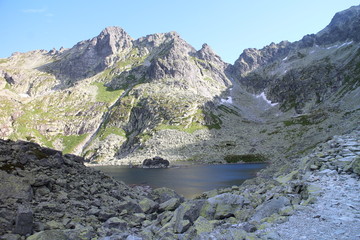 Fototapeta na wymiar Zabie pleso lake near Rysy peak, High Tatras, Slovakia