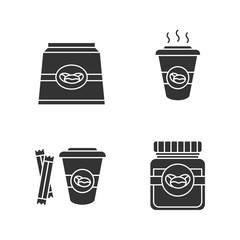 Coffee glyph icons set