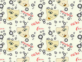 vector art .. woman face care. wallpaper, wrapping paper