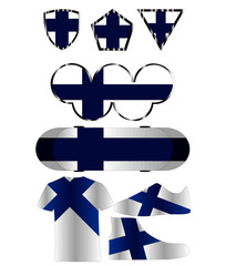 Set of different icons from the colors of the national flag of Finland
